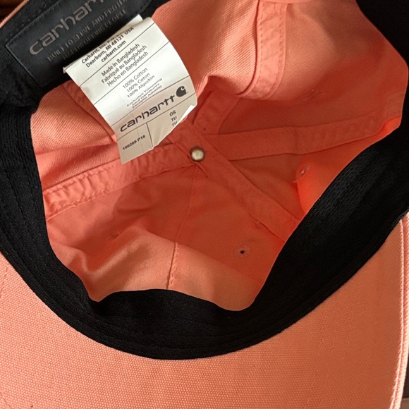 Carhartt Adjustable Canvas Salmon Pink Color Logo Wicking Workwear Cap.  EUC - Picture 6 of 8